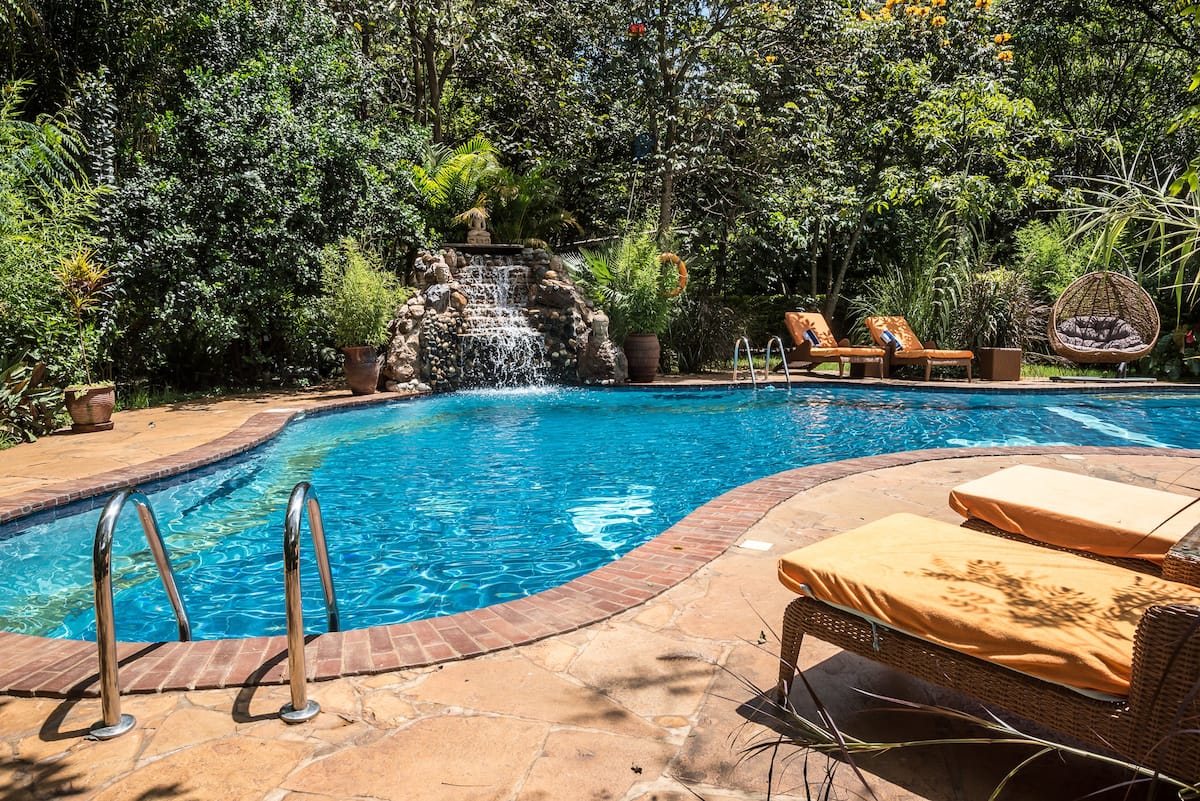 Heated pool at Jungle Oasis boutique accommodation in Karen, Nairobi